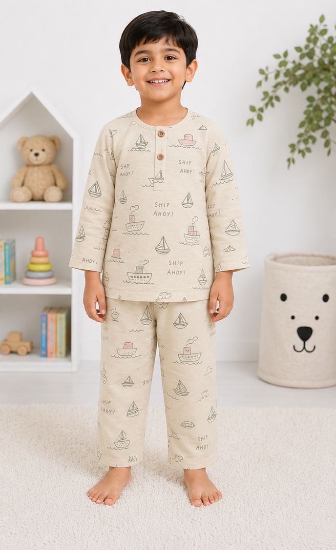 Ahoy Kids – Hand Block Print Mul Cotton Sleepwear Set