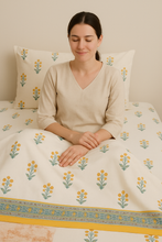 Load image into Gallery viewer, Simmi’s Emporium Marigold Charm Hand Block Print Bedsheet – 100% Cotton Percale