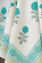 Load image into Gallery viewer, Mughal Mint Hand Block Print Pure Cotton Towel