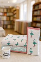 Load image into Gallery viewer, Sale now LIVE! Simmi’s Emporium Flamingo Funland Kids Bedsheet – Hand Block Printed 100% Cotton Double Bed Set with Flamingo Motifs