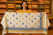 Load image into Gallery viewer, Simmi’s Emporium Vasant Leaf Bedsheet – Hand Block Printed 100% Cotton Double Bed Set with Leaf Motifs