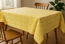 Load image into Gallery viewer, Pure Cotton Hand Block Print Moroccan Bloom Table Cover - 6 Seater