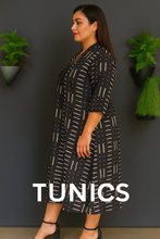 Load image into Gallery viewer, Love In Lines Tropical Pure Cotton Dress โ Handcrafted Breezy Summer Dress with Elegant Patterns