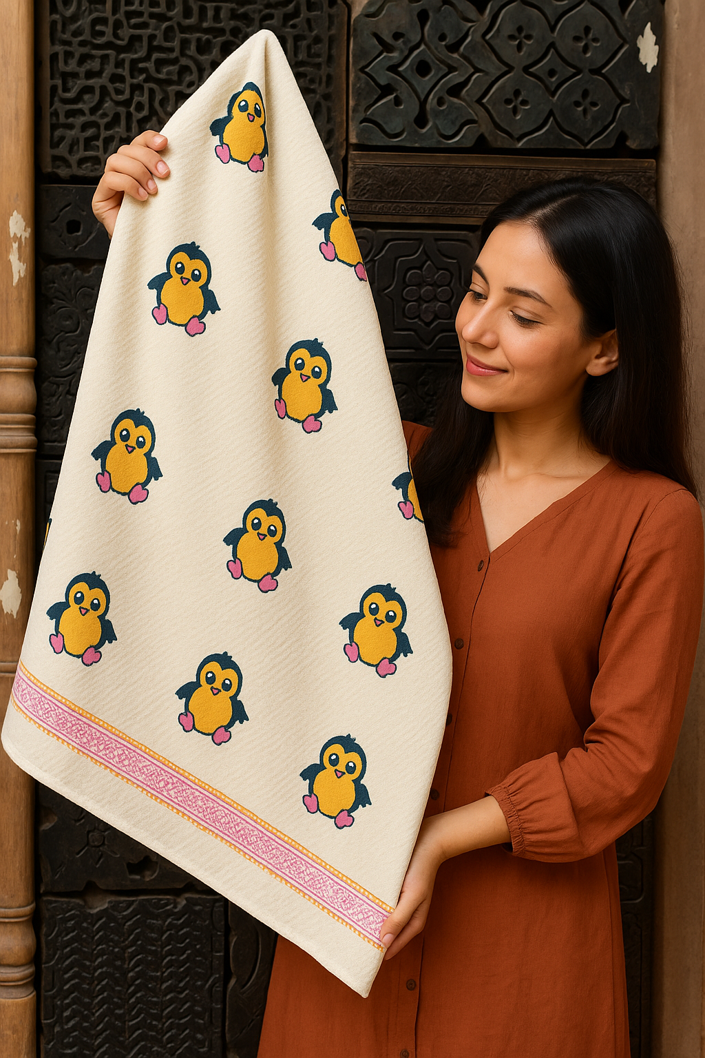 Ice Ice Baby Pure Cotton Hand Block Print Kids Towel