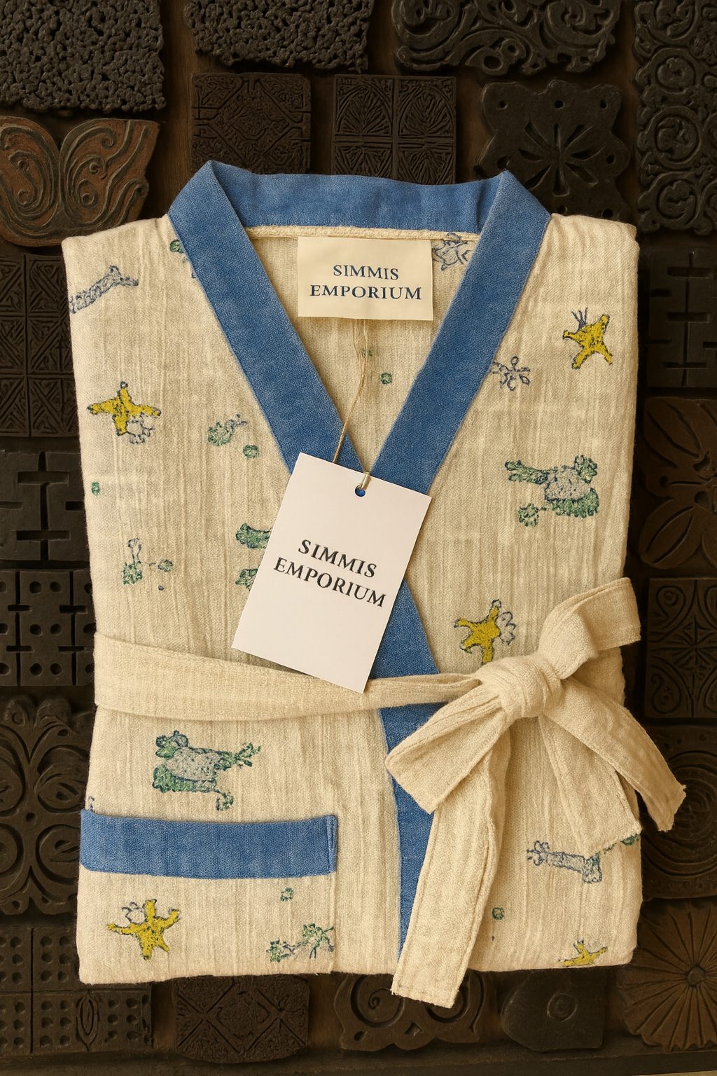Sale now LIVE! Simmi’s Emporium Jungle Cuddles Kids Bathrobe – Hand Block Printed Cotton Waffle Weave with Animal Motifs