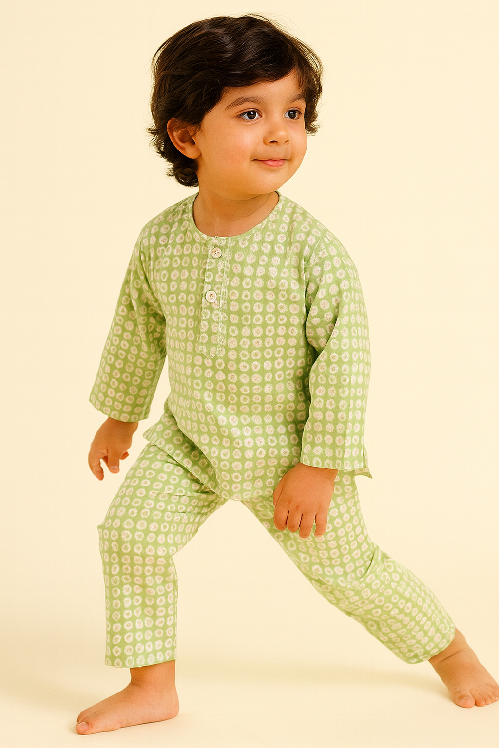 Sale now LIVE! Simi’s Emporium Green Meadow Dreams Kids Sleepwear Set – Hand Block Printed Cotton Night Suit