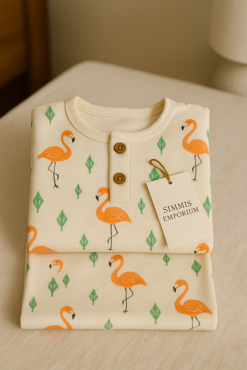 Simmi’s Emporium Tropical Dreams Kids Night Suit – Hand Block Printed Cotton Sleepwear with Flamingo Design