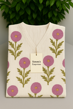 Load image into Gallery viewer, Lavender Bloom Tropical Pure Cotton Dress β Handcrafted Breezy Summer Wear in Soothing Pastel Hues