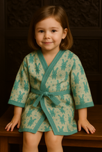 Load image into Gallery viewer, Simi’s Emporium Snuggle N' Splash Bunny Bliss Kids Bathrobe – Pure Cotton Hand Block Print, Lightweight & Cozy