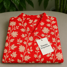 Load image into Gallery viewer, Gulnaar Tropical Pure Cotton Dress – Handcrafted Breezy Summer Dress in Vibrant Floral Hues