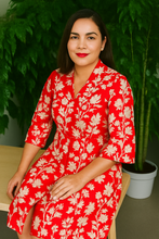 Load image into Gallery viewer, Gulnaar Tropical Pure Cotton Dress – Handcrafted Breezy Summer Dress in Vibrant Floral Hues