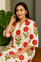 Load image into Gallery viewer, Floral Affair Tropical Pure Cotton Dress β Handcrafted Breezy Summer Dress with Vibrant Floral Print