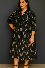 Load image into Gallery viewer, Love In Lines Tropical Pure Cotton Dress โ Handcrafted Breezy Summer Dress with Elegant Patterns