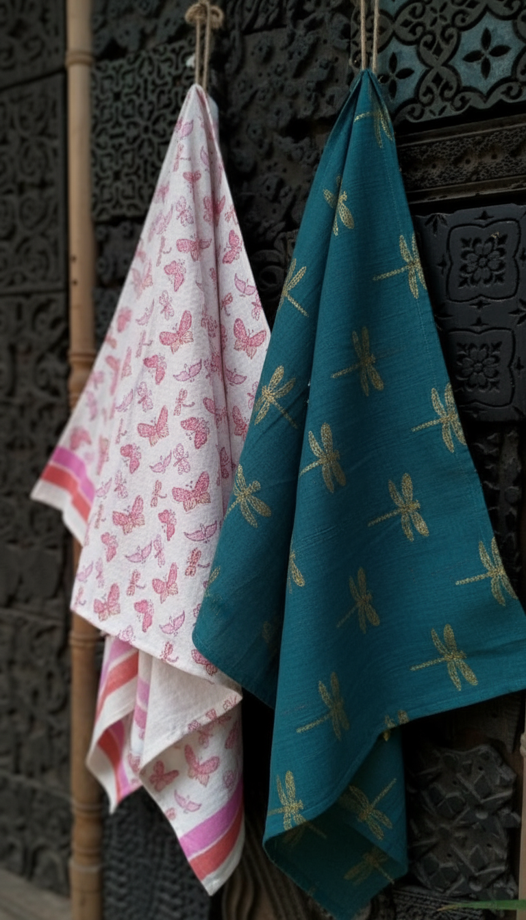 Pankh Pari Pure Cotton Hand Block Print Kids Towel