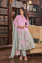Load image into Gallery viewer, Sale now LIVE! Simmi’s Emporium Noorani Phool Suit Set – Mul Chanderi Ombré Kurta with Hand Embroidery & Organza Dupatta