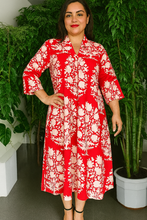 Load image into Gallery viewer, Gulnaar Tropical Pure Cotton Dress – Handcrafted Breezy Summer Dress in Vibrant Floral Hues