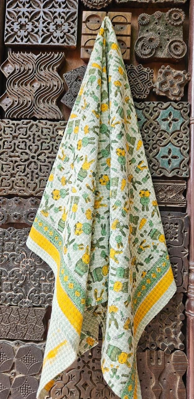 Snuggle Bunny Pure Cotton Hand Block Print Kids Towel