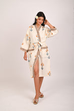 Load image into Gallery viewer, Marigold Mist Hand Block Print Pure Cotton Bathrobe
