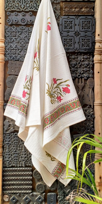 Sundar Pushp Hand Block Print Pure Cotton Towel