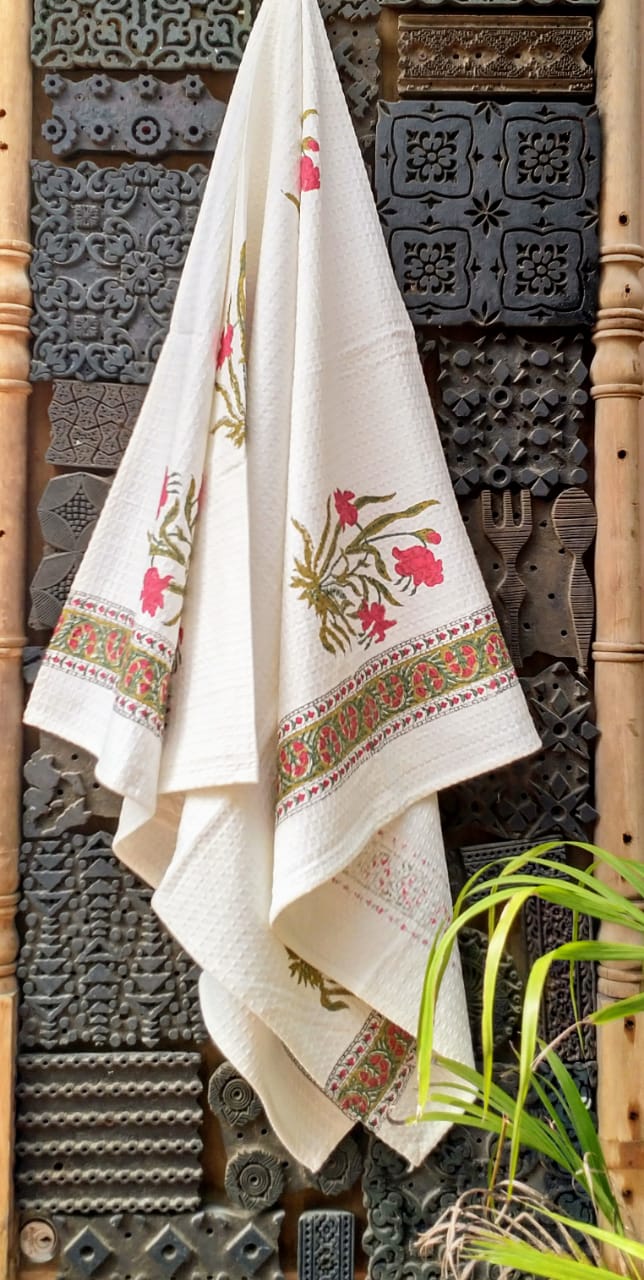Sundar Pushp Hand Block Print Pure Cotton Towel