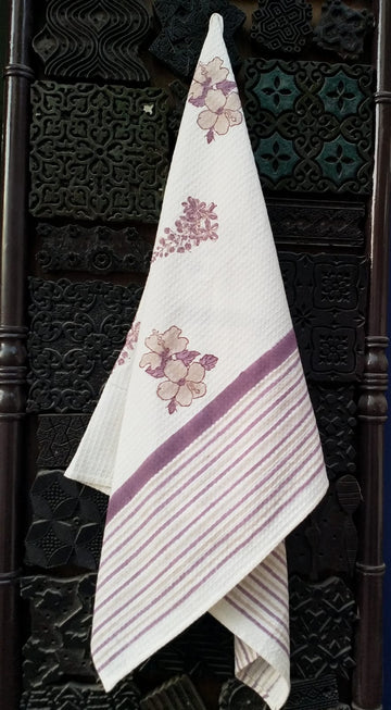 Lilac Whisper Hand Block Print Pure Cotton Towel