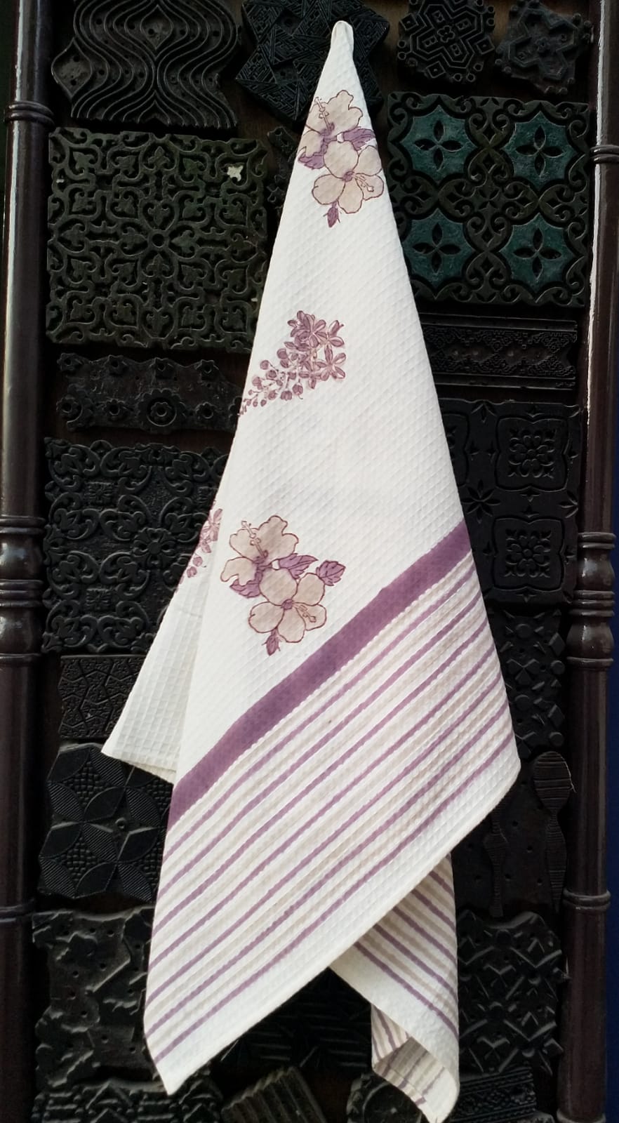 Lilac Whisper Hand Block Print Pure Cotton Towel
