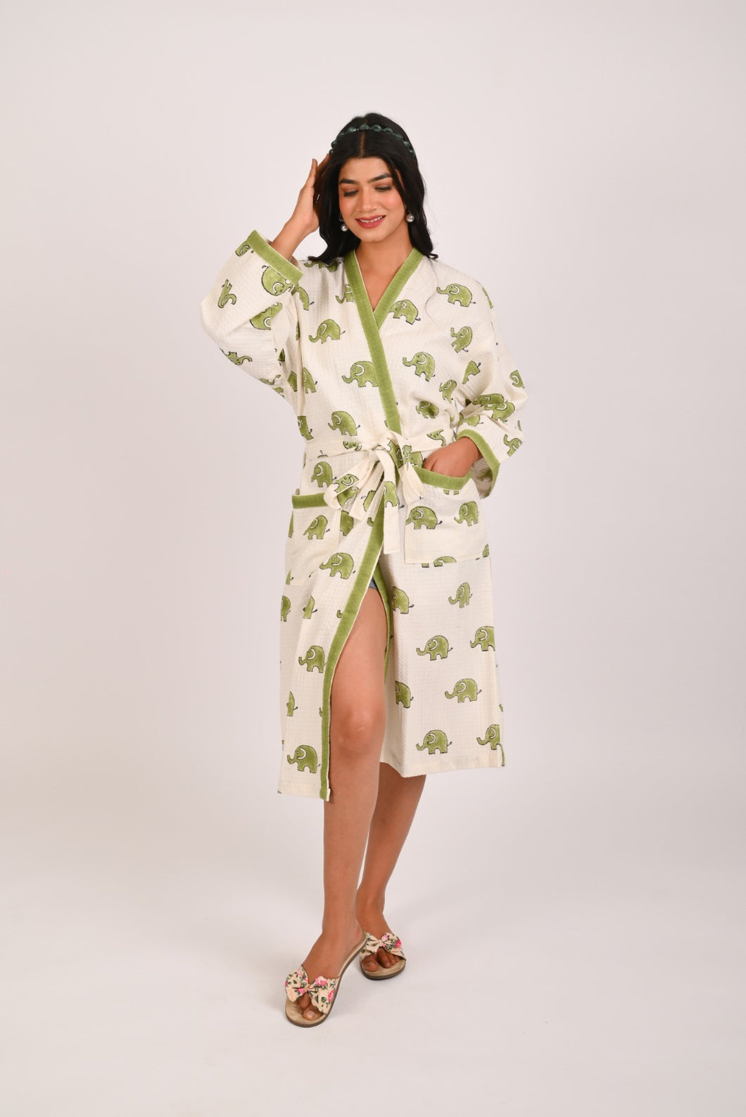 Trunk Tales Hand Block Print Pure Cotton Bathrobe