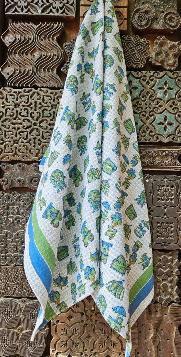 Balloon N Barfi Pure Cotton Hand Block Print Kids Towel