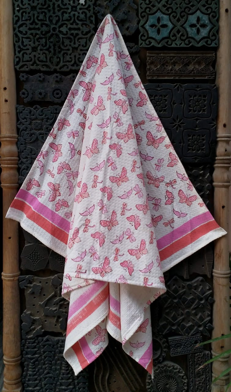 Pankh Pari Pure Cotton Hand Block Print Kids Towel