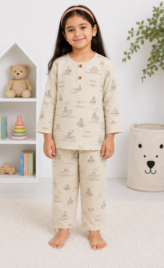 Ahoy Kids – Hand Block Print Mul Cotton Sleepwear Set