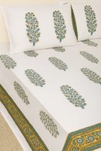 Load image into Gallery viewer, Simmi’s Emporium Kesar Baag Hand Block Print Bedsheet – 100% Cotton Percale
