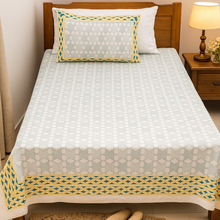 Load image into Gallery viewer, Simmi’s Emporium Mint Zest Hand Block Print Bedsheet – 100% Cotton Percale
