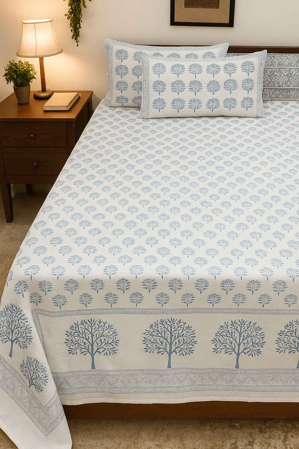 Simmi’s Emporium Pristine Petals Hand Block Print Bedsheet – 100% Cotton Percale