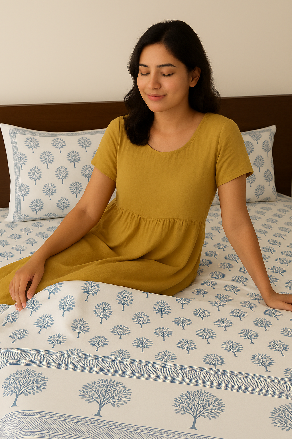 Simmi’s Emporium Pristine Petals Hand Block Print Bedsheet – 100% Cotton Percale