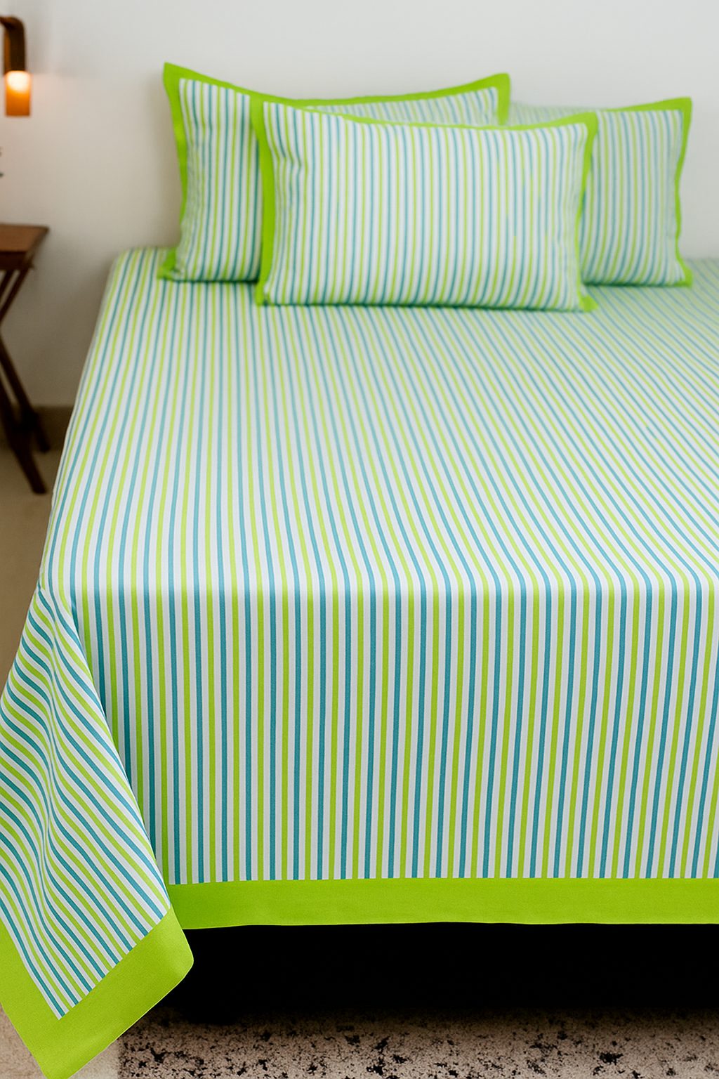 Simmi’s Emporium Karigari Stripe Hand Block Print Bedsheet – 100% Cotton Percale
