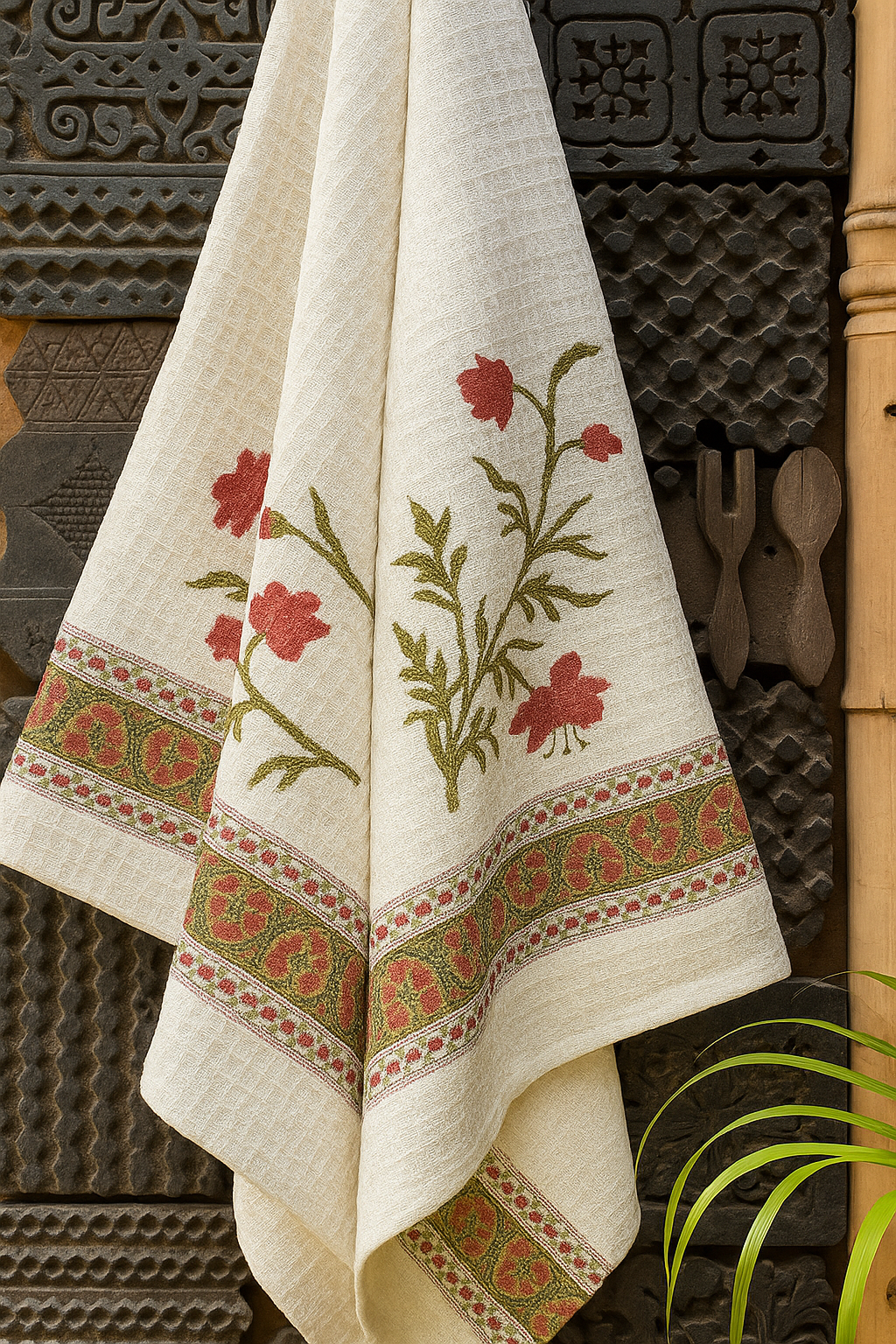 Sundar Pushp Hand Block Print Pure Cotton Towel
