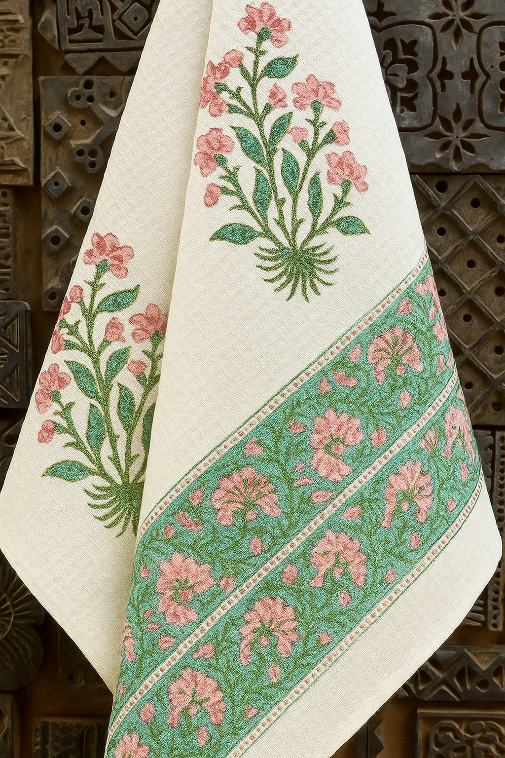 Mogra Garden Hand Block Print Pure Cotton Towel