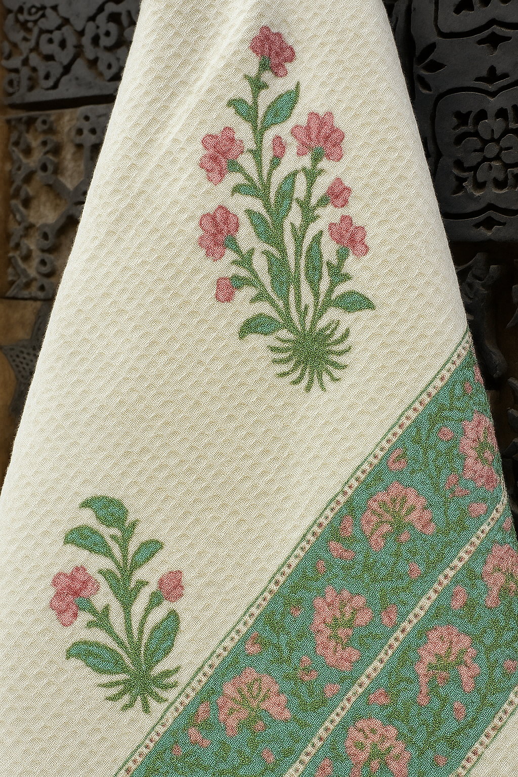Mogra Garden Hand Block Print Pure Cotton Towel