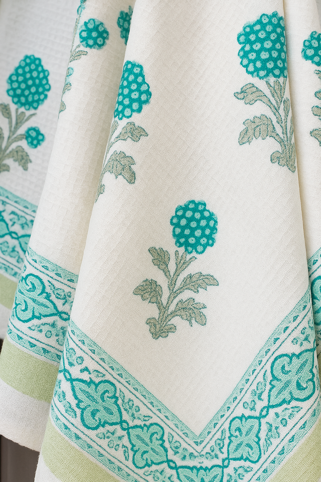 Mughal Mint Hand Block Print Pure Cotton Towel
