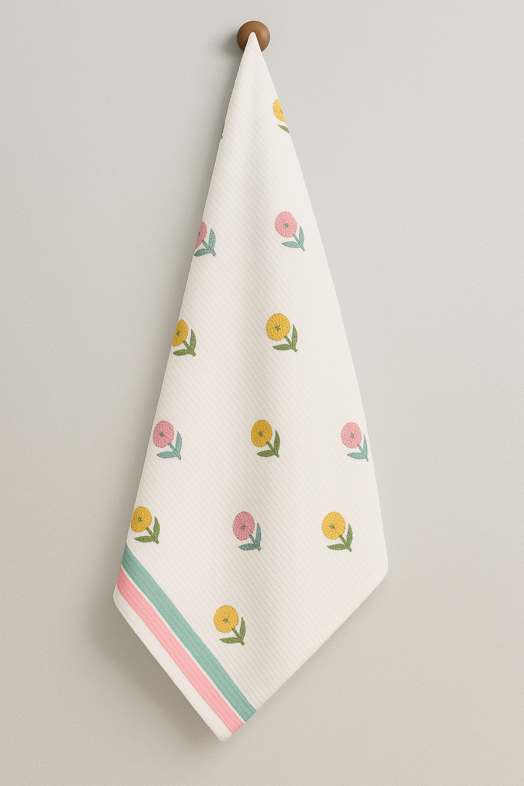Daisy Dots Hand Block Print Pure Cotton Towel