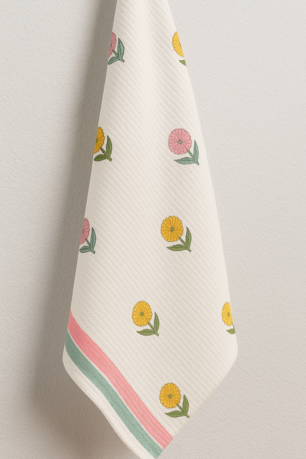 Daisy Dots Hand Block Print Pure Cotton Towel