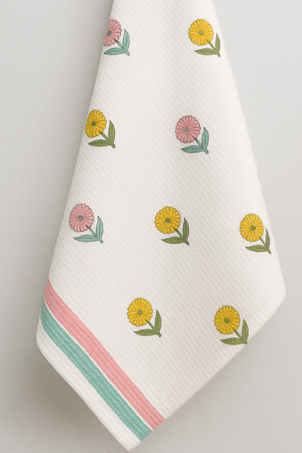 Daisy Dots Hand Block Print Pure Cotton Towel
