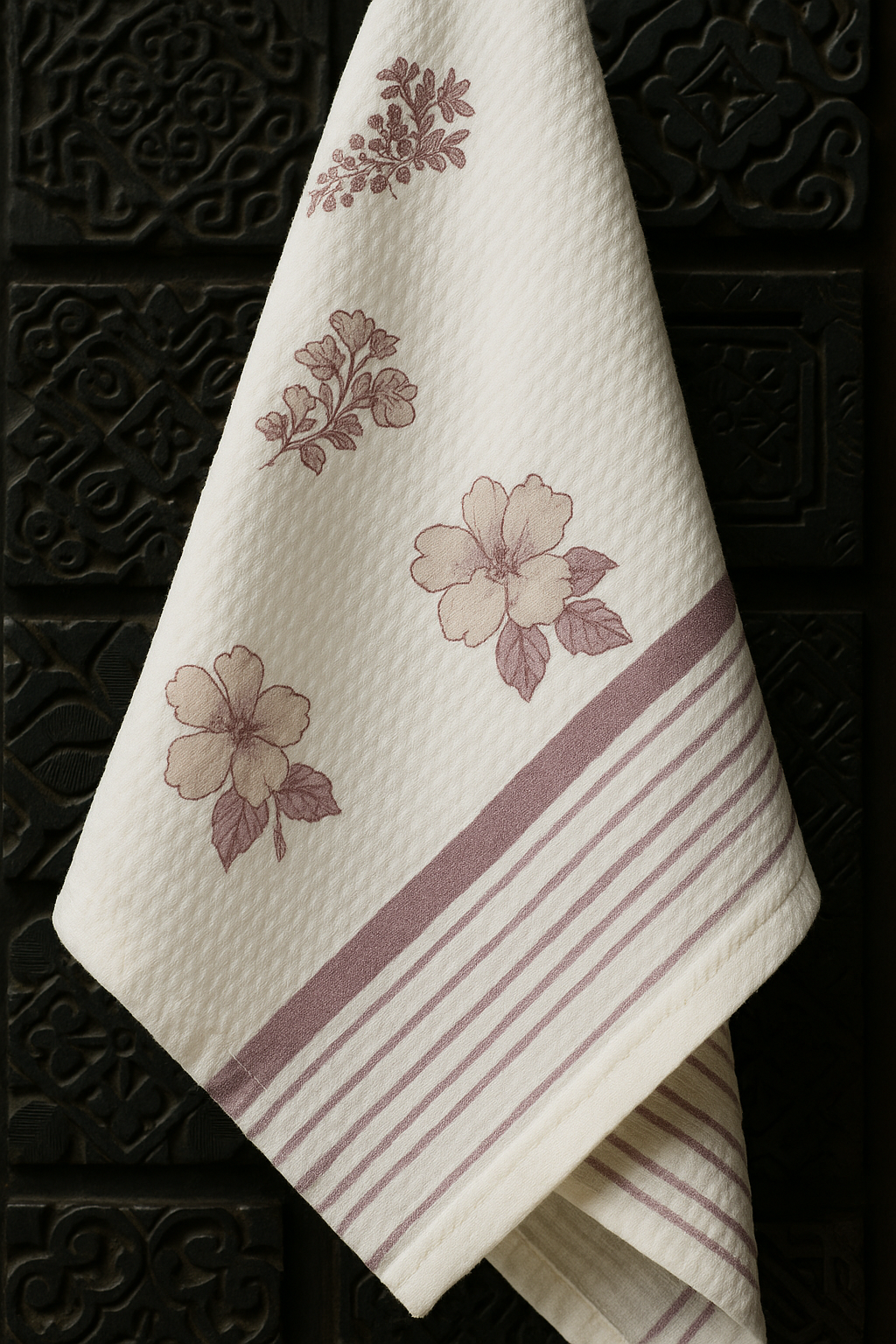 Lilac Whisper Hand Block Print Pure Cotton Towel