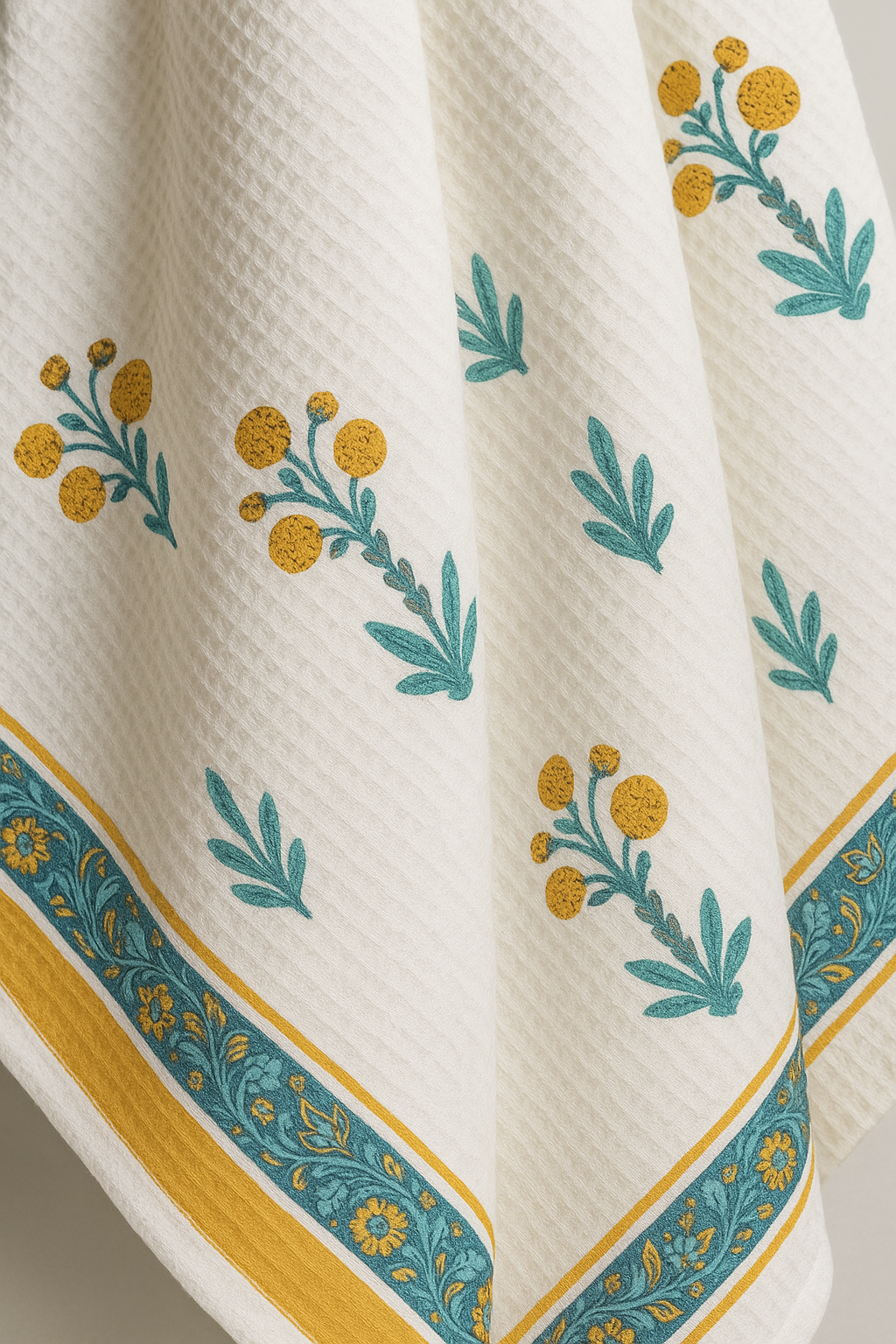 Marigold Mist Hand Block Print Pure Cotton Towel