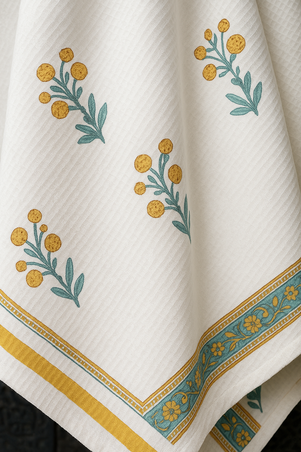 Marigold Mist Hand Block Print Pure Cotton Towel