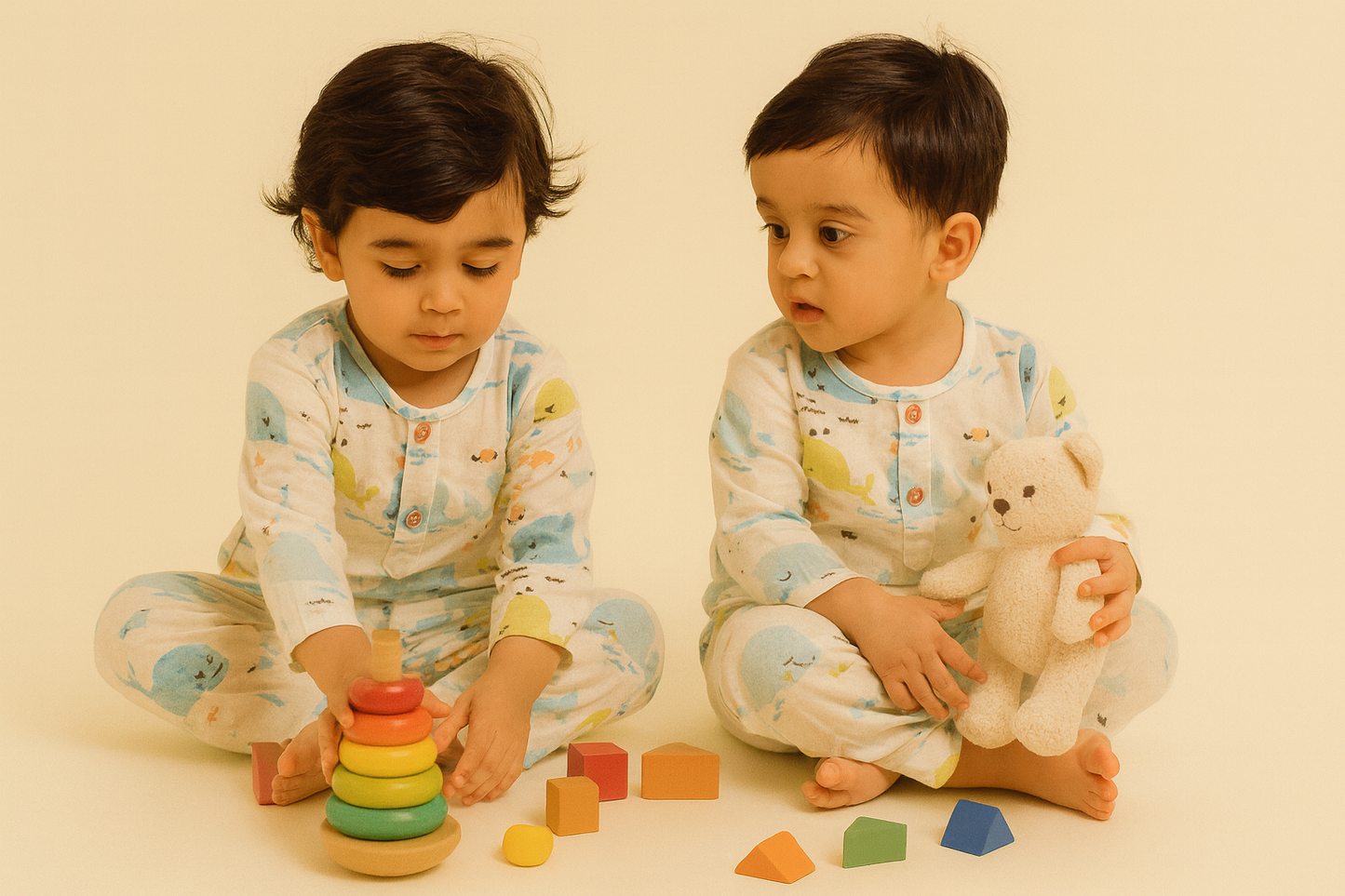 Sale now LIVE! Simmi’s Emporium Little Ocean Explorer Kids Sleepwear Set – Hand Block Printed Cotton Night Suit with Sea Creatures