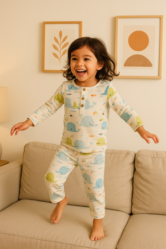 Sale now LIVE! Simmi’s Emporium Little Ocean Explorer Kids Sleepwear Set – Hand Block Printed Cotton Night Suit with Sea Creatures
