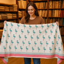 Load image into Gallery viewer, Sale now LIVE! Simmi’s Emporium Flamingo Funland Kids Bedsheet – Hand Block Printed 100% Cotton Double Bed Set with Flamingo Motifs
