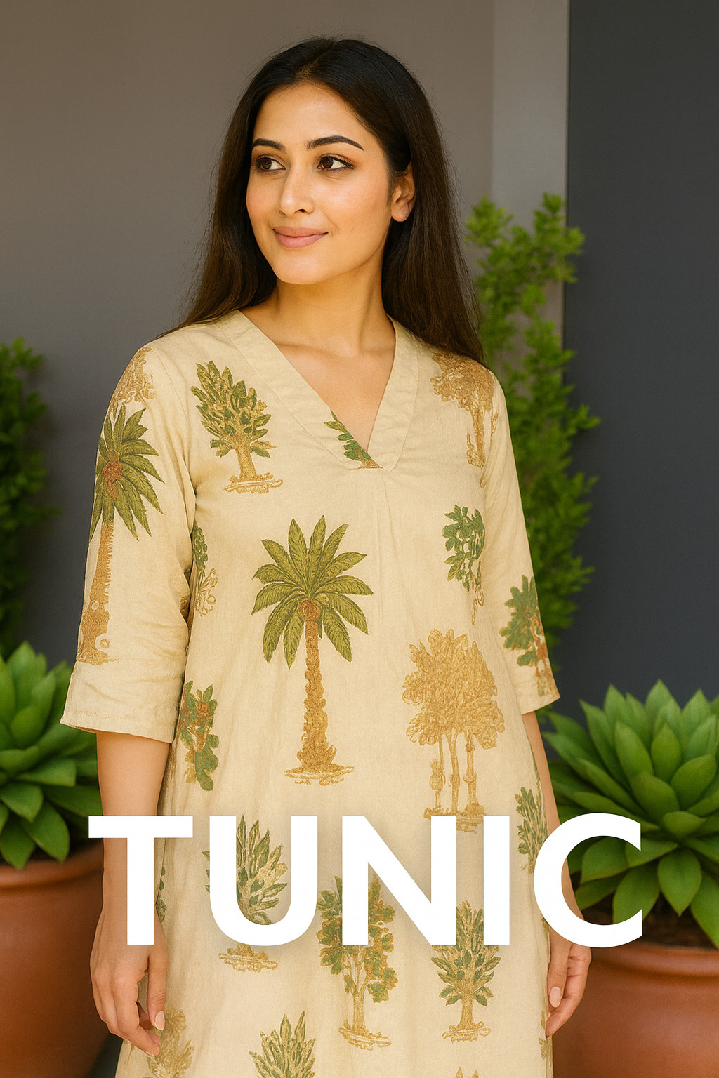 Prakriti Tropical Pure Cotton Dress – Handcrafted Breezy Summer Dress in Earthy Tones