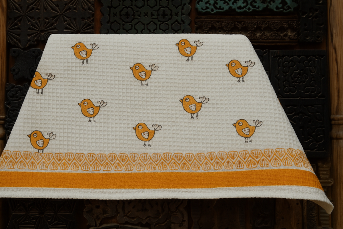 Sunny Sparrow Pure Cotton Hand Block Print Kids Towel